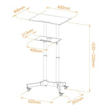 Mobile Laptop Desk Cart Height and Angle Adjustable Tilt Spliting Laptop Stand Table, LPC10