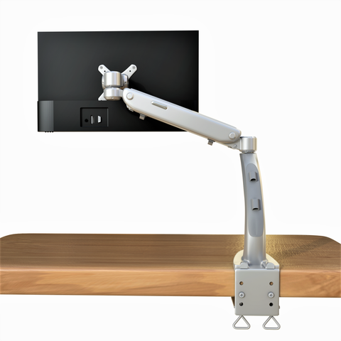 White Gas Powered Monitor Arm Desk Mount Stand w/ vesa Bracket for 17"-27" Screens Tilt Up/Down 180, Swivel Left/Right 360, 360 Monitor Rotation-Landscape or Portrait Height Adjustment (LMSDS)