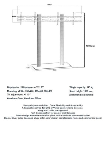 Modular TV Cart Dual Horizontal Modal UPT4 