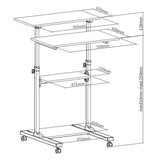 Mobile Stand Up Desk/Height Adjustable Computer Work Station Rolling Presentation Cart (for Monitor or Laptop), (MCT07)