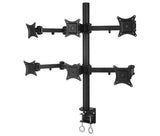 Hex LCD Monitor Desk Mount Stand Heavy Duty & Fully Adjustable 6 Screens Upto 27" Articulating Arms,  C-Clamp, (6MS-CTW)