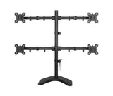 Quad Monitor Desk Stand Mount Full Motion Articulating Arm 4 LCD Computer Displays, Fits 17, 19, 20, 22, 23, 24, 27 Inch, Fits Vesa 75 100, Swivel, Rotate, Tilt, Black Hongkong, (EF004)