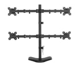 Quad Monitor Desk Stand Mount Full Motion Articulating Arm 4 LCD Computer Displays, Fits 17, 19, 20, 22, 23, 24, 27 Inch, Fits Vesa 75 100, Swivel, Rotate, Tilt, Black Hongkong, (EF004)