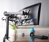 Triple Computer LCD Monitor Desk Mount VESA Stand - Black Heavy Duty Fully Adjustable Tilt, Swivel, Rotation | fits Three (3) Screens 13” to 24", (3MS-CTB)