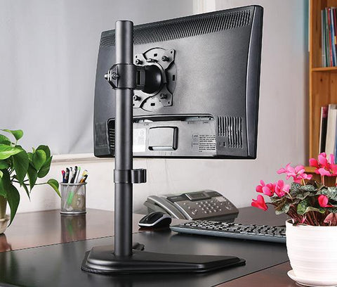 Single LCD Computer Monitor Free-Standing  Desk Stand Adjustable Tilt Holds 1 Screen up to 27-inch, (EF001)