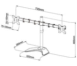 Dual Monitor Stand, Free Standing Height Adjustable Two Arm Monitor Mount for Two 13 to 28 inch LCD Screens with Swivel and Tilt Hongkong Model, (EF002)