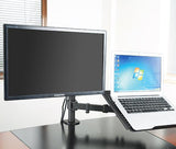 Desktop Dual LCD Laptop Mount Fully Adjustable Single Computer Monitor and Desk Combo Black Stand, 13" to 27" Screens, (RCLM)