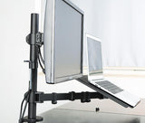 Desktop Dual LCD Laptop Mount Fully Adjustable Single Computer Monitor and Desk Combo Black Stand, 13" to 27" Screens, (RCLM)