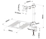 Desktop Dual LCD Laptop Mount Fully Adjustable Single Computer Monitor and Desk Combo Black Stand, 13" to 27" Screens, (RCLM)