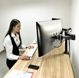Heavy-Duty Dual Monitor Stand, Clamp on Base, Fully Adjustable Wide Arms, for 2 Screens up to 32 inches with 75 * 75mm and 100 * 100mm VESA, Black (2HDC)