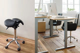 Combo of Conset (Denmark) 501-33 Electric Height Adjustable Desk with Ergonomic Adjustable Rolling Active Chair, (501-33+R4008)