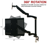 Rife Dual Arm Monitor & Laptop Mount - Heitgh and Angle Adjustment, 18" Pole (NA-G DC)