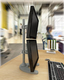 Dual Monitor Desk Stand Free-Standing LCD Mount, Holds in Vertical Position 2 Screens up to 27-inch, Silver (2MSFVS)