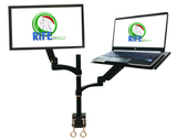 Rife Dual Arm Monitor & Laptop Mount - Heitgh and Angle Adjustment, 18" Pole (NA-G DC)