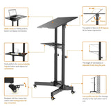 Mobile Laptop Desk Cart Height and Angle Adjustable Tilt Spliting Laptop Stand Table, LPC10