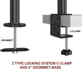 Fully Adjustable Extra Tall Single LCD Monitor Desk Mount, Fits 1 Screen up to 27 inch, Weight up to 10 kg, Black (EC1L)