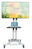 TV Floor Stand on Wheels I Universal Mobile TV Stand with AV Tray! Rolling TV Cart for Screens 32 to 70 Inches (VCTS12)