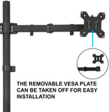 Fully Adjustable Extra Tall Dual LCD Monitor Desk Mount, Fits 2 Screen up to 27 inch, Weight up to 10 kg per arm, Black (EC2L)