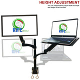 Rife Dual Arm Monitor & Laptop Mount - Heitgh and Angle Adjustment, 18" Pole (NA-G DC)