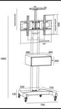 TV Floor Stand on Wheels I Universal Mobile TV Stand with AV Cabinet !Rolling TV Cart for Screens 32 to 65 inches (TMC-E)