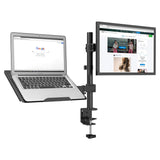 Desktop Dual LCD Laptop Mount Fully Adjustable Single Computer Monitor and Desk Combo Black Stand, 13" to 27" Screens, (RCLM)