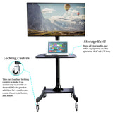 Mobile TV Stand with Mount Rolling TV Cart for 27” – 55” LCD LED Flat Screen TV with Wheels Shelves Height Adjustable TV Trolley (VCT11)