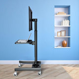 Mobile TV Stand with Mount Rolling TV Cart for 27” – 55” LCD LED Flat Screen TV with Wheels Shelves Height Adjustable TV Trolley (VCT11)