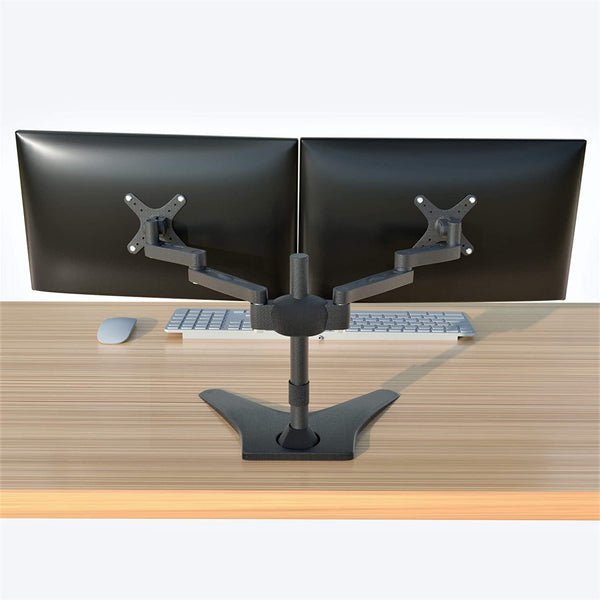 Dual Free-standing Arm Monitor Desktop Mount Stand Adjustable Screens Fit for 10"-23" LCD and LED Displays, Black (2MSFP-T)