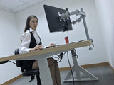 Dual LCD LED Monitor Desk Mount Stand -Fully Adjustable Arm fits 2 Screens up to 27", Silver (RC2ES)