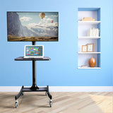Mobile TV Stand with Mount Rolling TV Cart for 27” – 55” LCD LED Flat Screen TV with Wheels Shelves Height Adjustable TV Trolley (VCT11)
