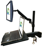 Rife Dual Arm Monitor & Laptop Mount - Heitgh and Angle Adjustment, 18" Pole (NA-G DC)