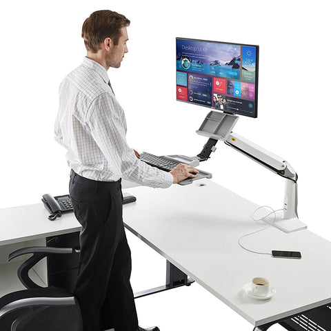 Sit Stand Desk Height Adjustable Standing Desk Workstation for 22''-35'' Monitor Computer Riser Monitor and Keyboard Mounts (2 Year Warranty)