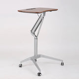 Pneumatic Sit-Stand Mobile Laptop Cart, Height Adjustable Multi-Purpose Rolling Podium Lectern with Wheels Laptop Workstation, Silver (LPT-S)