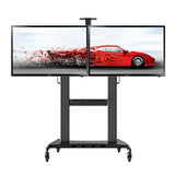 Dual Screen TV Mobile Cart, Support 40"-70" LED LCD Plasma TV's Mount, Height Adjustable, Black (RF200D)