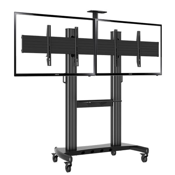 Dual Screen TV Mobile Cart, Support 40"-70" LED LCD Plasma TV's Mount, Height Adjustable, Black (RF200D)