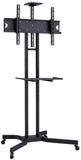Mobile TV Stand Rolling TV Cart Floor Stand with Mount on Lockable Wheels Height Adjustable Shelf for 32-65 inch Flat Screen or Curved TVs Monitors Display Trolley Stand Loading 110lbs, Black (VCT01-T)