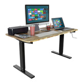 Manual Hand Cranked Height Adjustable Stand up Desk, 47.2 x 23.6 Inches Sit Stand Home Office Desk, Ergonomic Workstation Black Steel Frame with Rustic Wooden Tabletop (CT-AL)