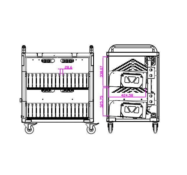 Economy Charging Cart with Timer, (RLAB30) Rife Technologies