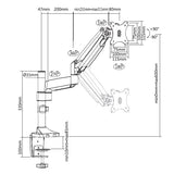 Monitor Arm Single LCD Monitor Desk Mount Stand with Gas Spring Fully Adjustable Fits 20 21 23 24 27 30 32 Screens Height Adjustable Tilt Swivel Rotate, Clamp and Grommet Base (MODEL LMS-GP)