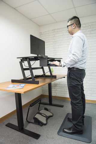 Touch Standing Desk Converter (Gas Spring +  Convenient Adjustment handle), (RTP)