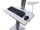 Sit Stand Mobile Workstation with Gas Spring Height adjustments and Keyboard Tray, Optional CPU Holder, Printer Shelf, Silver (MCT10)