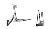 Sit Stand Wall Mount Workstation and Standup Computer Station with Articulating Keyboard Tray Arm and CPU Holder, (RW-W1)