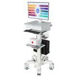 Computer Medical Cart, for 15”-27” Screens, Height Adjustable, Lockable Drawers, Gray (HSC-NEW)