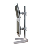 Dual Monitor Desk Stand Free-Standing LCD Mount, Holds in Vertical Position 2 Screens up to 27-inch, Silver (2MSFVS)