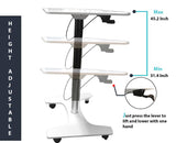 Ajustable Sit-Stand Laptop Desk Workstation Muti-Purpose Rolling Podium Lectern with Wheels Laptop Workstation, White (LPC09)