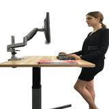 Monitor Arm Single LCD Monitor Desk Mount Stand with Gas Spring Fully Adjustable Fits 20 21 23 24 27 30 32 Screens Height Adjustable Tilt Swivel Rotate, Clamp and Grommet Base (MODEL LMS-GP)