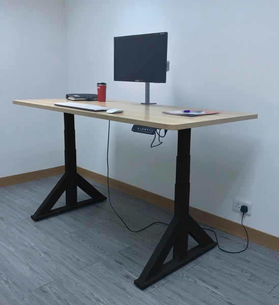 Dual Motor Electric Sit to Stand Workstation, Height Adjustable with Supportive Legs, Without Table Top, Black (DM9)
