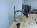 Single Fully Adjustable/Tilt/Articulating Full Motion LCD Arm Desk Mount Stand for 1 Screen up to 27 Inch, Silver (RC1S)