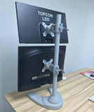 Dual Monitor Desk Stand Free-Standing LCD Mount, Holds in Vertical Position 2 Screens up to 27-inch, Silver (2MSFVS)