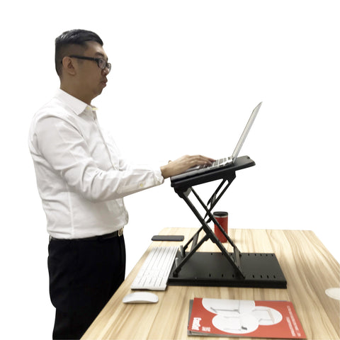 Ergonomic Design Multi Level Height Adjustable Laptop Stand, Sit-stand, Table Top, Black (LSP6)